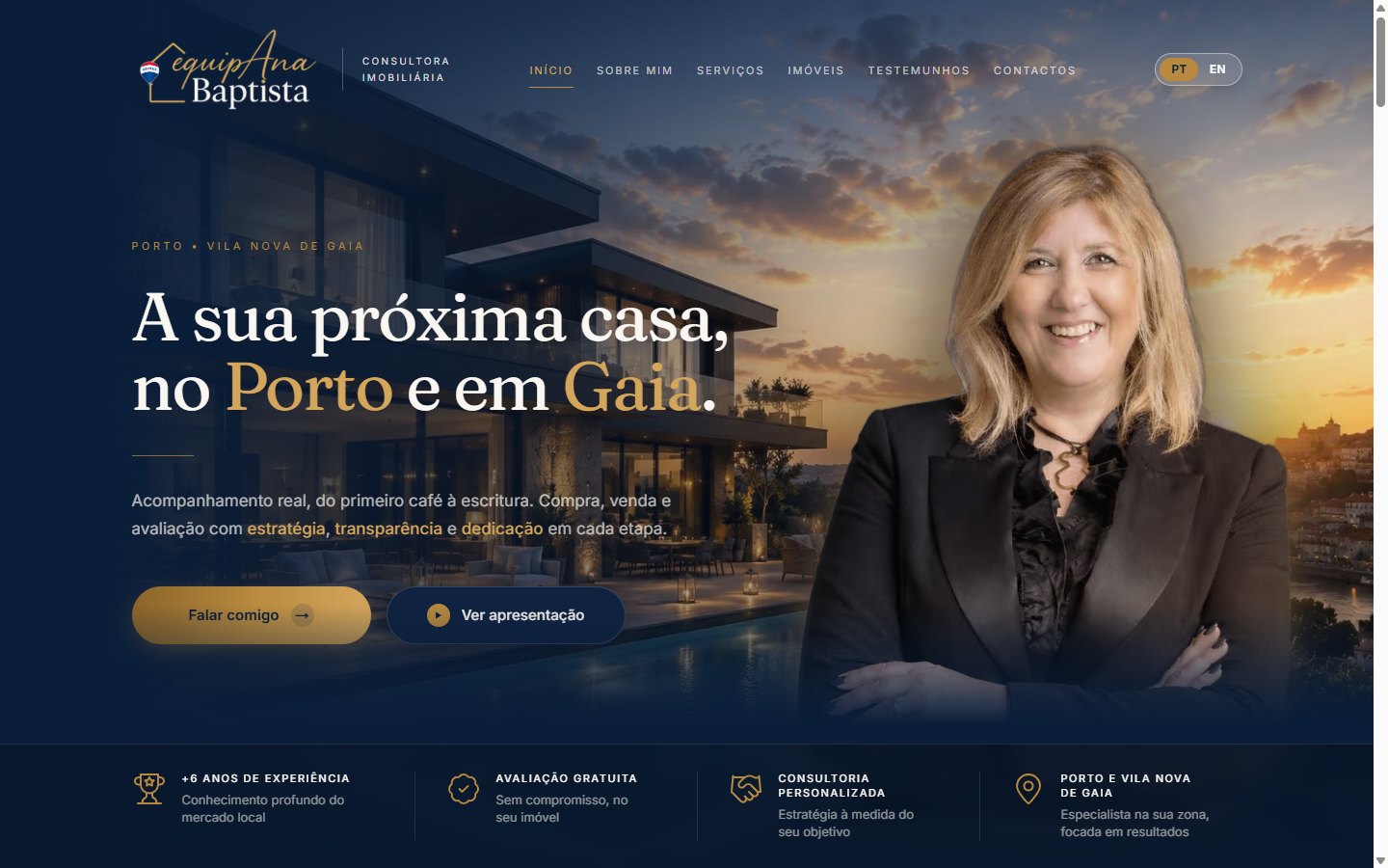 Página inicial do site Ana Baptista