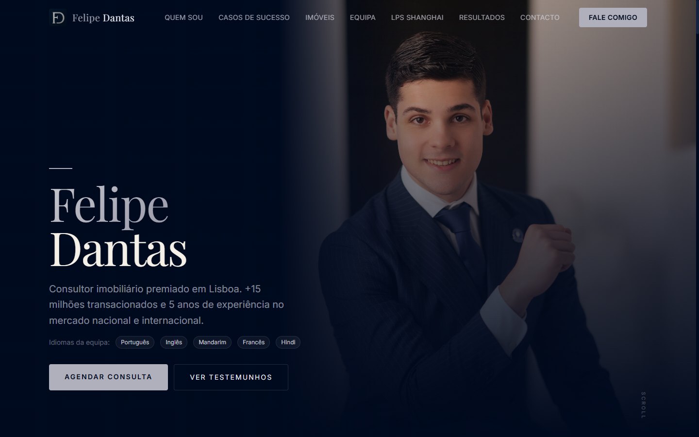 Página inicial do site Felipe Dantas