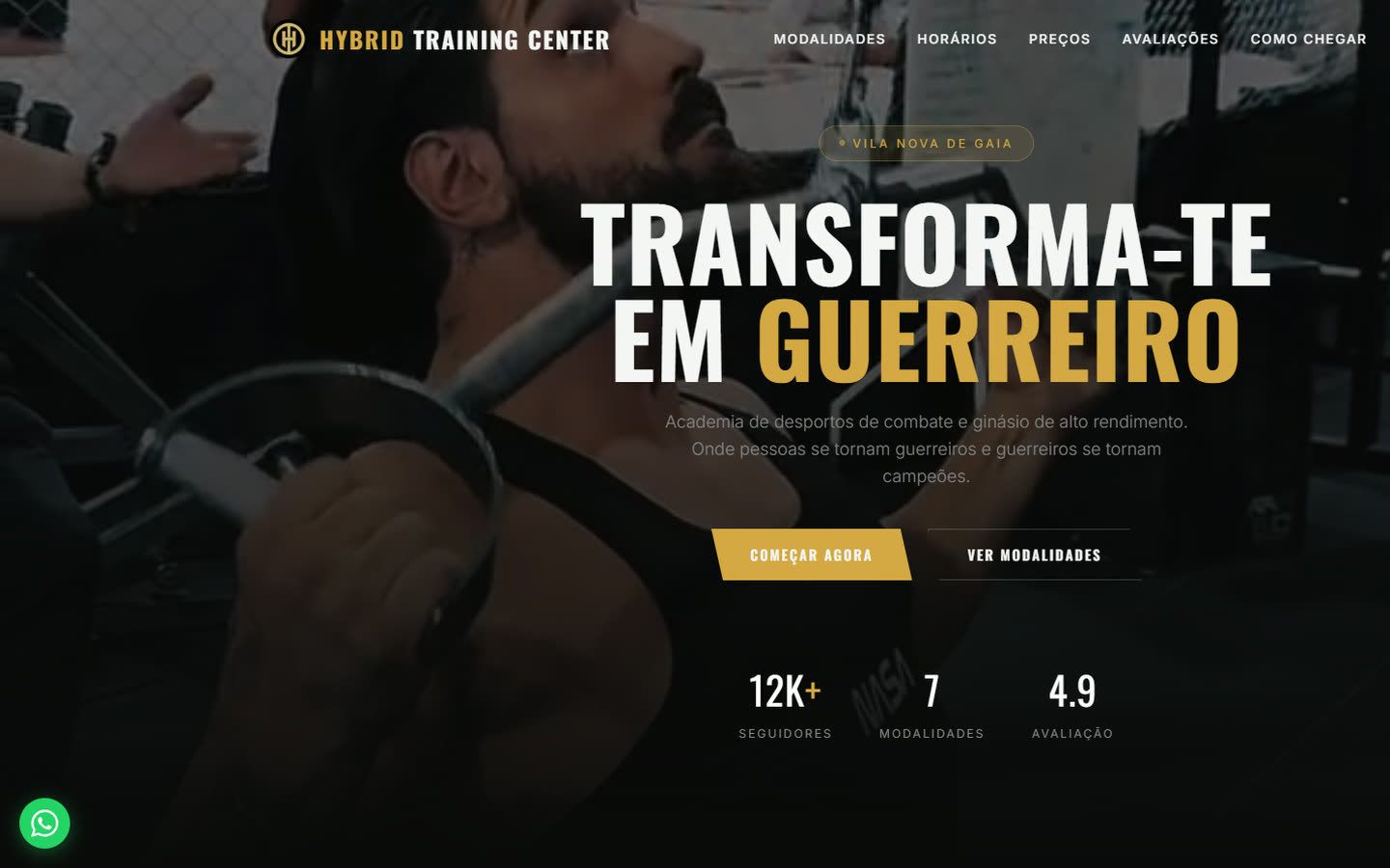 Página inicial do site Hybrid Training Center