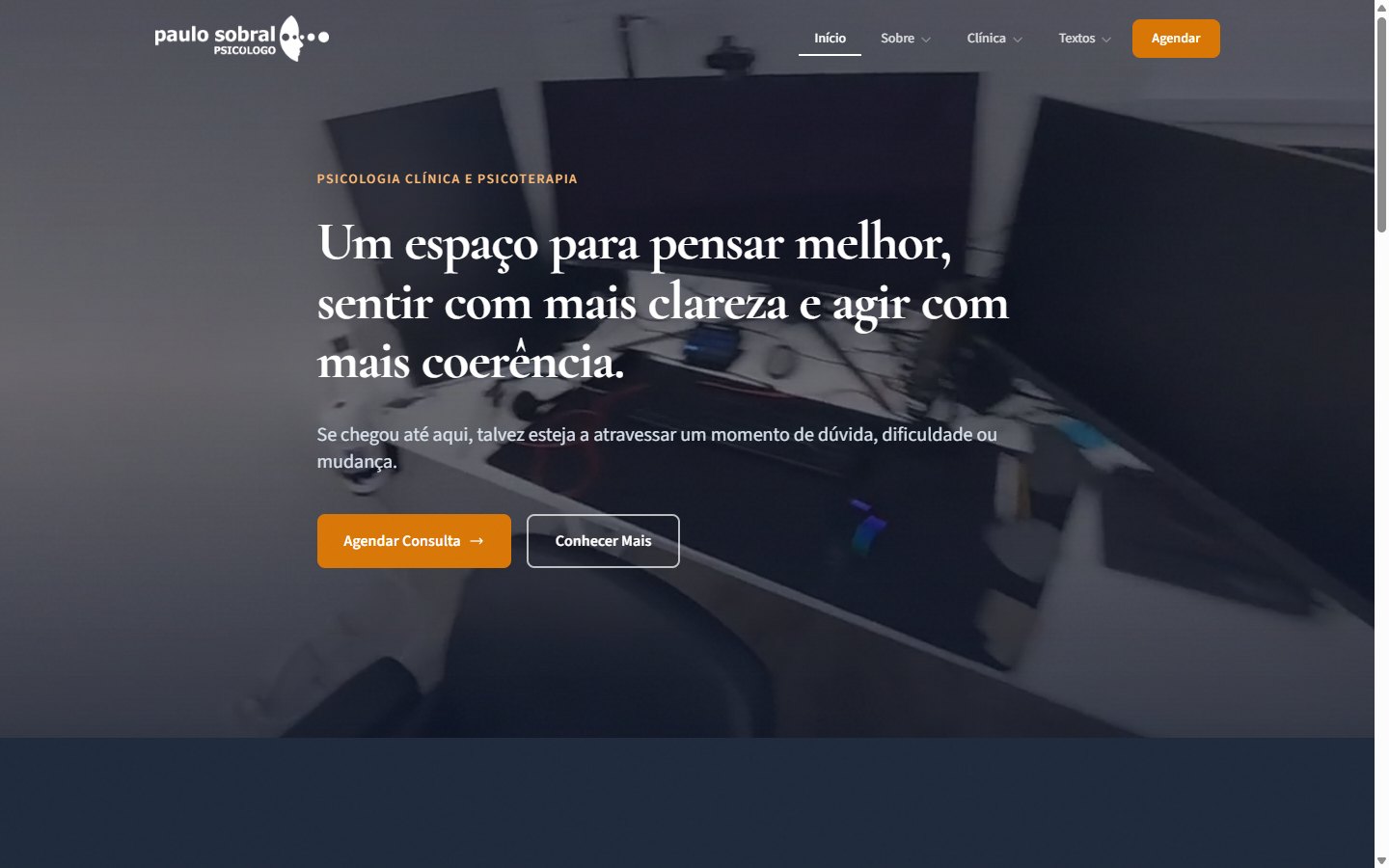 Página inicial do site Paulo Sobral