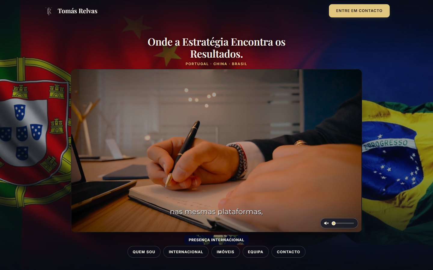Página inicial do site Tomás Relvas